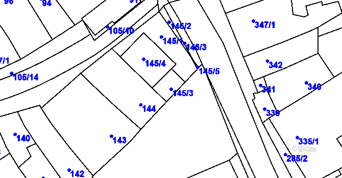 Parcela st. 145/3 v KÚ Hustopeče u Brna, Katastrální mapa