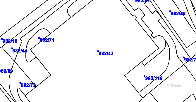 Parcela st. 982/43 v KÚ Hustopeče u Brna, Katastrální mapa