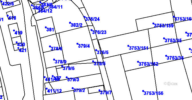 Parcela st. 376/5 v KÚ Hustopeče u Brna, Katastrální mapa