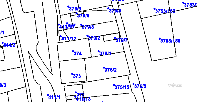 Parcela st. 379/1 v KÚ Hustopeče u Brna, Katastrální mapa