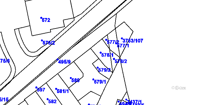 Parcela st. 578/1 v KÚ Hustopeče u Brna, Katastrální mapa