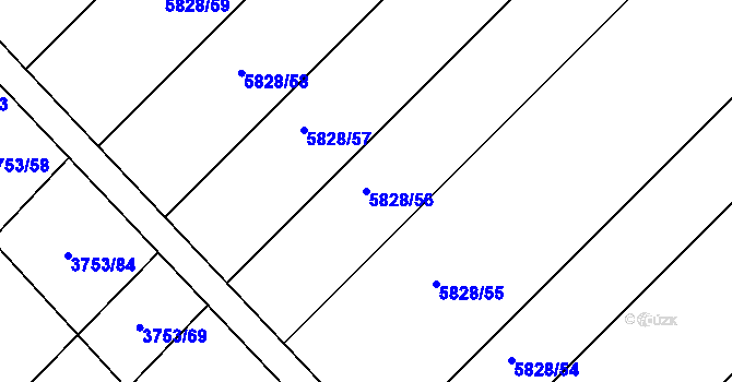 Parcela st. 5828/56 v KÚ Hustopeče u Brna, Katastrální mapa