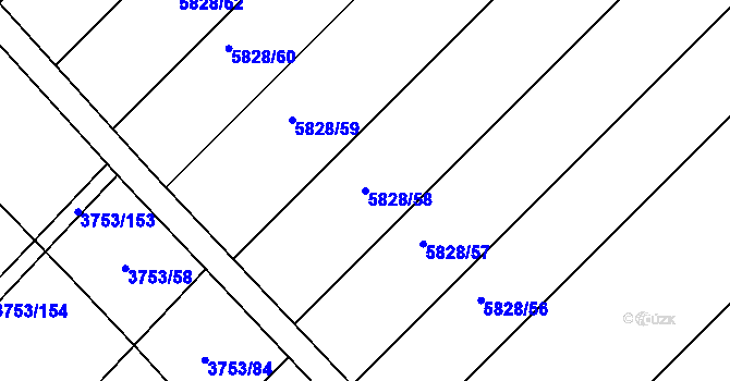 Parcela st. 5828/58 v KÚ Hustopeče u Brna, Katastrální mapa