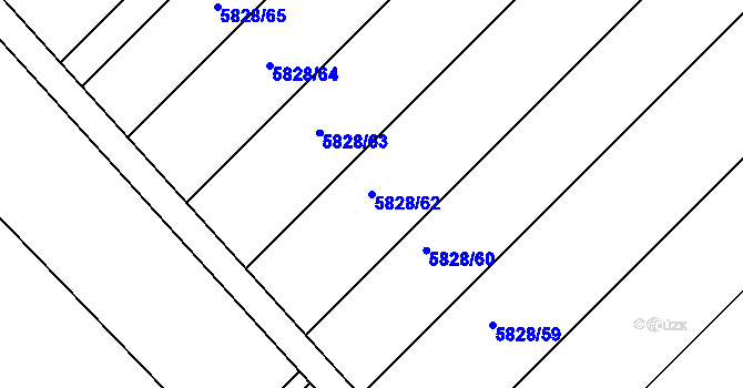 Parcela st. 5828/62 v KÚ Hustopeče u Brna, Katastrální mapa