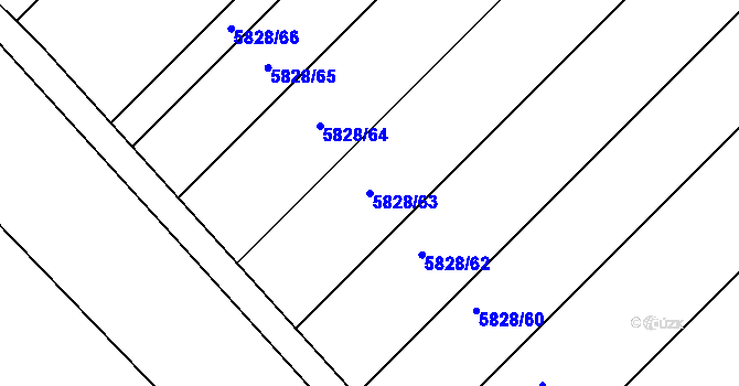 Parcela st. 5828/63 v KÚ Hustopeče u Brna, Katastrální mapa