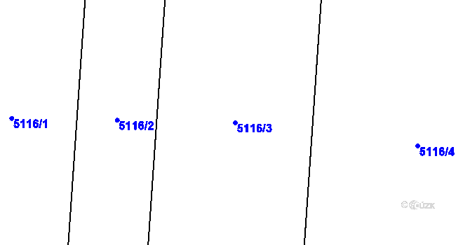 Parcela st. 5116/3 v KÚ Hustopeče u Brna, Katastrální mapa