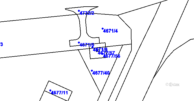 Parcela st. 4677/57 v KÚ Hustopeče u Brna, Katastrální mapa