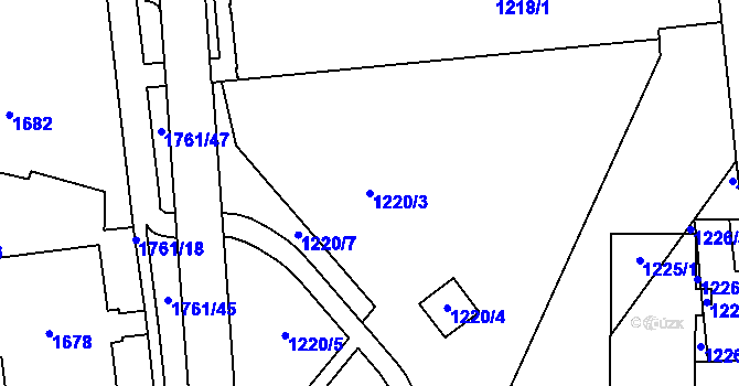 Parcela st. 1220/3 v KÚ Hustopeče u Brna, Katastrální mapa