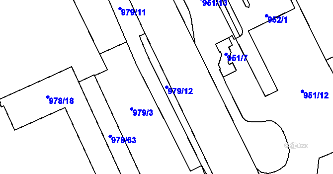 Parcela st. 979/12 v KÚ Hustopeče u Brna, Katastrální mapa