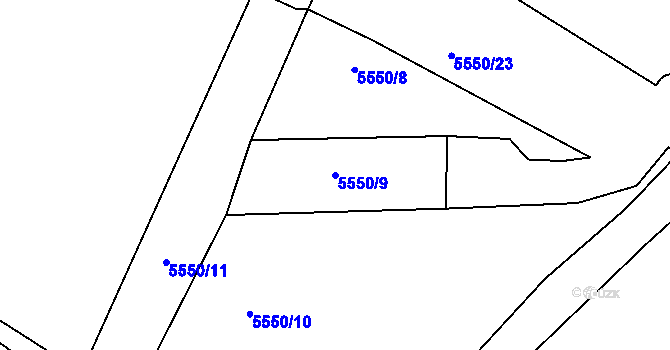 Parcela st. 5550/9 v KÚ Hustopeče u Brna, Katastrální mapa