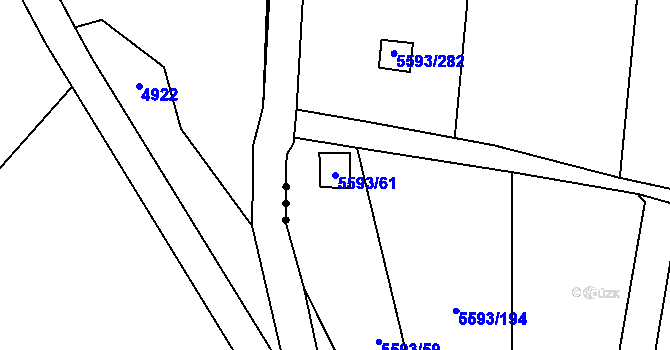 Parcela st. 5593/61 v KÚ Hustopeče u Brna, Katastrální mapa