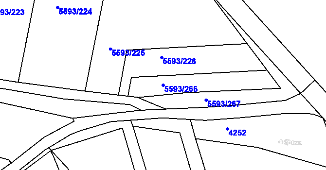 Parcela st. 5593/266 v KÚ Hustopeče u Brna, Katastrální mapa