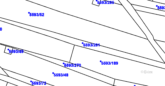 Parcela st. 5593/281 v KÚ Hustopeče u Brna, Katastrální mapa