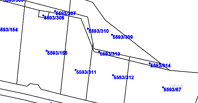 Parcela st. 5593/313 v KÚ Hustopeče u Brna, Katastrální mapa