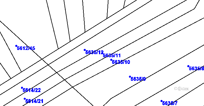 Parcela st. 5635/11 v KÚ Hustopeče u Brna, Katastrální mapa