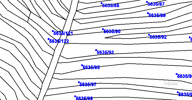 Parcela st. 5635/93 v KÚ Hustopeče u Brna, Katastrální mapa