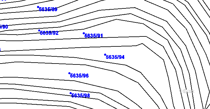 Parcela st. 5635/94 v KÚ Hustopeče u Brna, Katastrální mapa