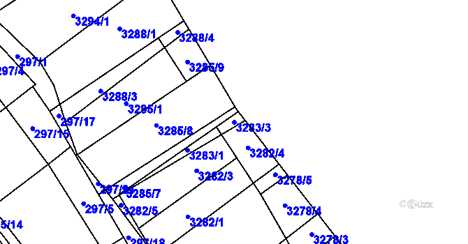 Parcela st. 3283/3 v KÚ Hustopeče u Brna, Katastrální mapa