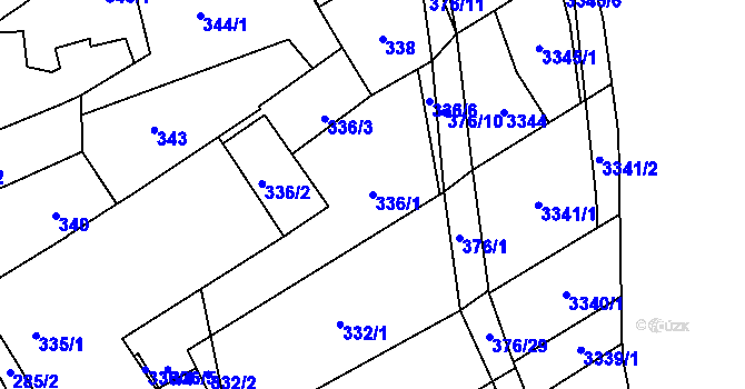 Parcela st. 336/1 v KÚ Hustopeče u Brna, Katastrální mapa