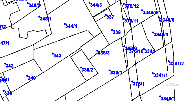 Parcela st. 336/3 v KÚ Hustopeče u Brna, Katastrální mapa