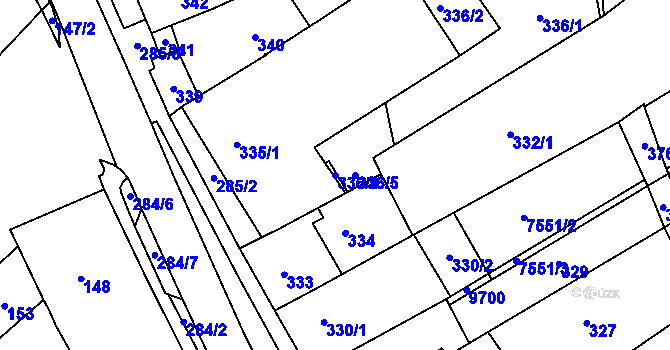 Parcela st. 336/4 v KÚ Hustopeče u Brna, Katastrální mapa