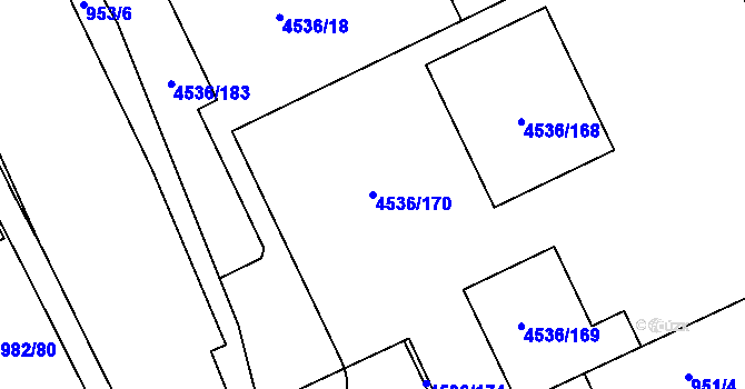 Parcela st. 4536/170 v KÚ Hustopeče u Brna, Katastrální mapa