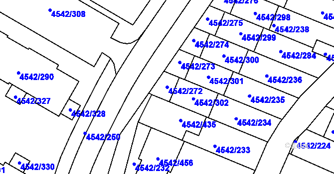Parcela st. 4542/272 v KÚ Hustopeče u Brna, Katastrální mapa