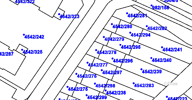 Parcela st. 4542/278 v KÚ Hustopeče u Brna, Katastrální mapa