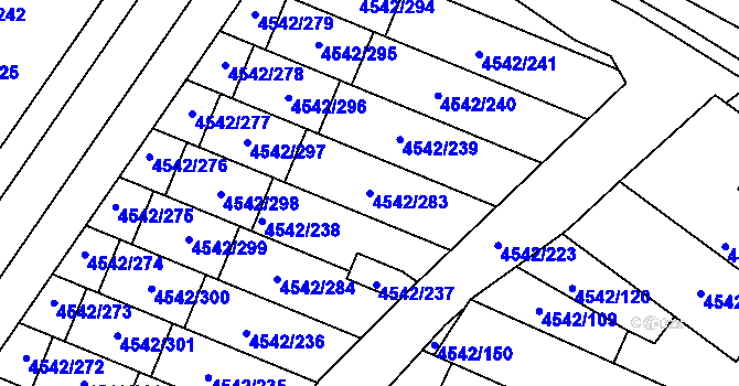 Parcela st. 4542/283 v KÚ Hustopeče u Brna, Katastrální mapa