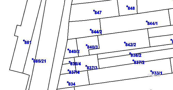 Parcela st. 840/3 v KÚ Hustopeče u Brna, Katastrální mapa