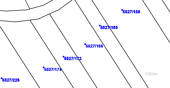 Parcela st. 5527/166 v KÚ Hustopeče u Brna, Katastrální mapa