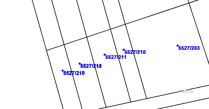 Parcela st. 5527/211 v KÚ Hustopeče u Brna, Katastrální mapa