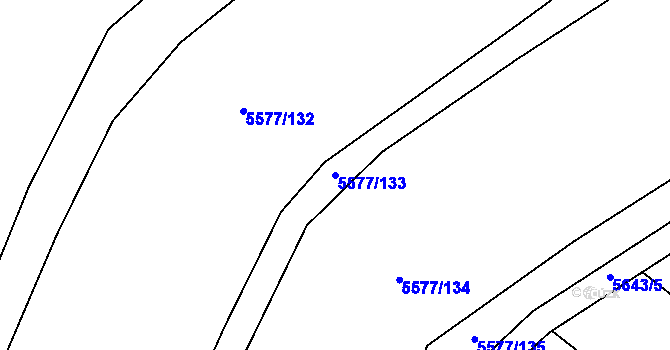 Parcela st. 5577/133 v KÚ Hustopeče u Brna, Katastrální mapa