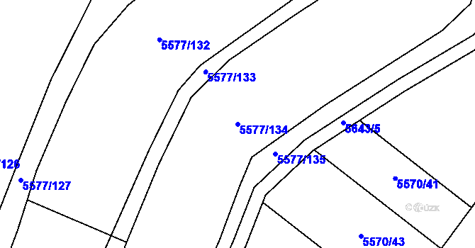 Parcela st. 5577/134 v KÚ Hustopeče u Brna, Katastrální mapa