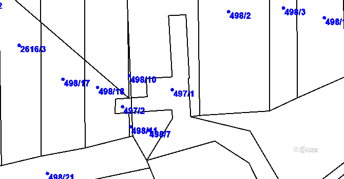 Parcela st. 497/1 v KÚ Hustopeče u Brna, Katastrální mapa