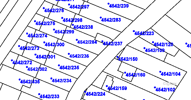Parcela st. 4542/307 v KÚ Hustopeče u Brna, Katastrální mapa