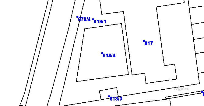 Parcela st. 818/4 v KÚ Hustopeče u Brna, Katastrální mapa