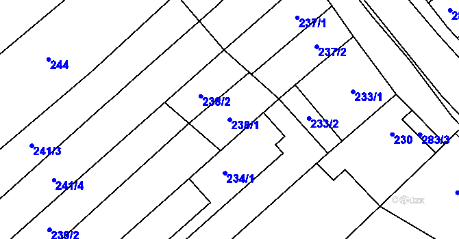 Parcela st. 238/1 v KÚ Hustopeče u Brna, Katastrální mapa
