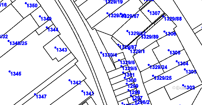 Parcela st. 1330/4 v KÚ Hustopeče u Brna, Katastrální mapa