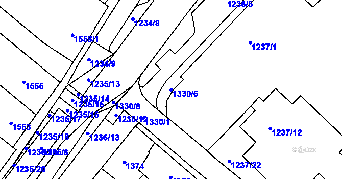 Parcela st. 1330/6 v KÚ Hustopeče u Brna, Katastrální mapa