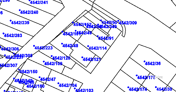 Parcela st. 4542/114 v KÚ Hustopeče u Brna, Katastrální mapa