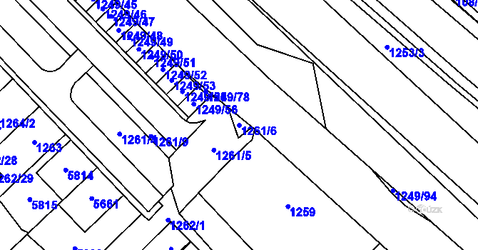 Parcela st. 1261/6 v KÚ Hustopeče u Brna, Katastrální mapa