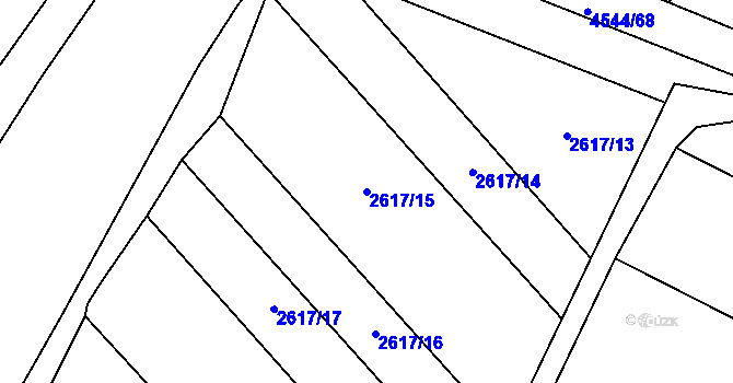 Parcela st. 2617/15 v KÚ Hustopeče u Brna, Katastrální mapa