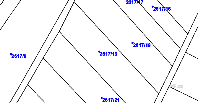 Parcela st. 2617/19 v KÚ Hustopeče u Brna, Katastrální mapa