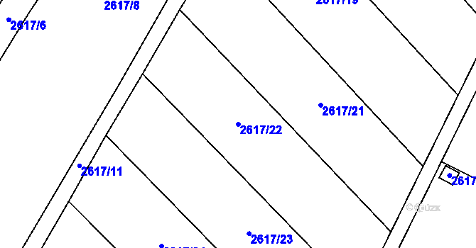 Parcela st. 2617/22 v KÚ Hustopeče u Brna, Katastrální mapa