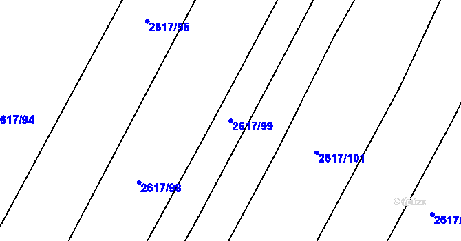 Parcela st. 2617/99 v KÚ Hustopeče u Brna, Katastrální mapa