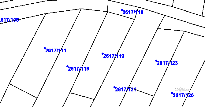 Parcela st. 2617/119 v KÚ Hustopeče u Brna, Katastrální mapa
