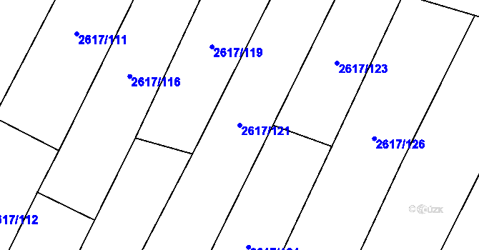 Parcela st. 2617/121 v KÚ Hustopeče u Brna, Katastrální mapa