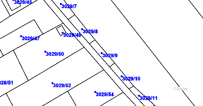 Parcela st. 3029/9 v KÚ Hustopeče u Brna, Katastrální mapa