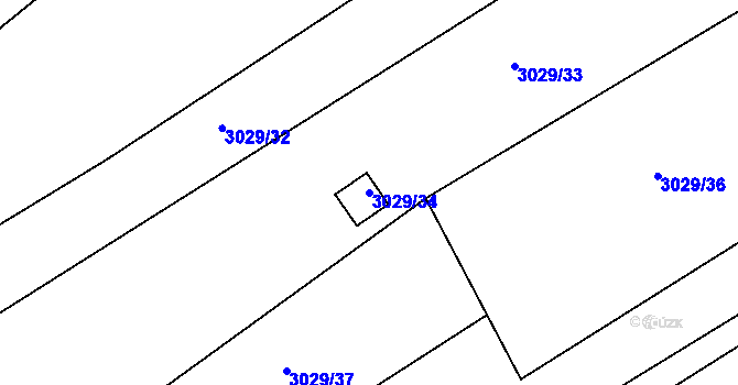 Parcela st. 3029/34 v KÚ Hustopeče u Brna, Katastrální mapa